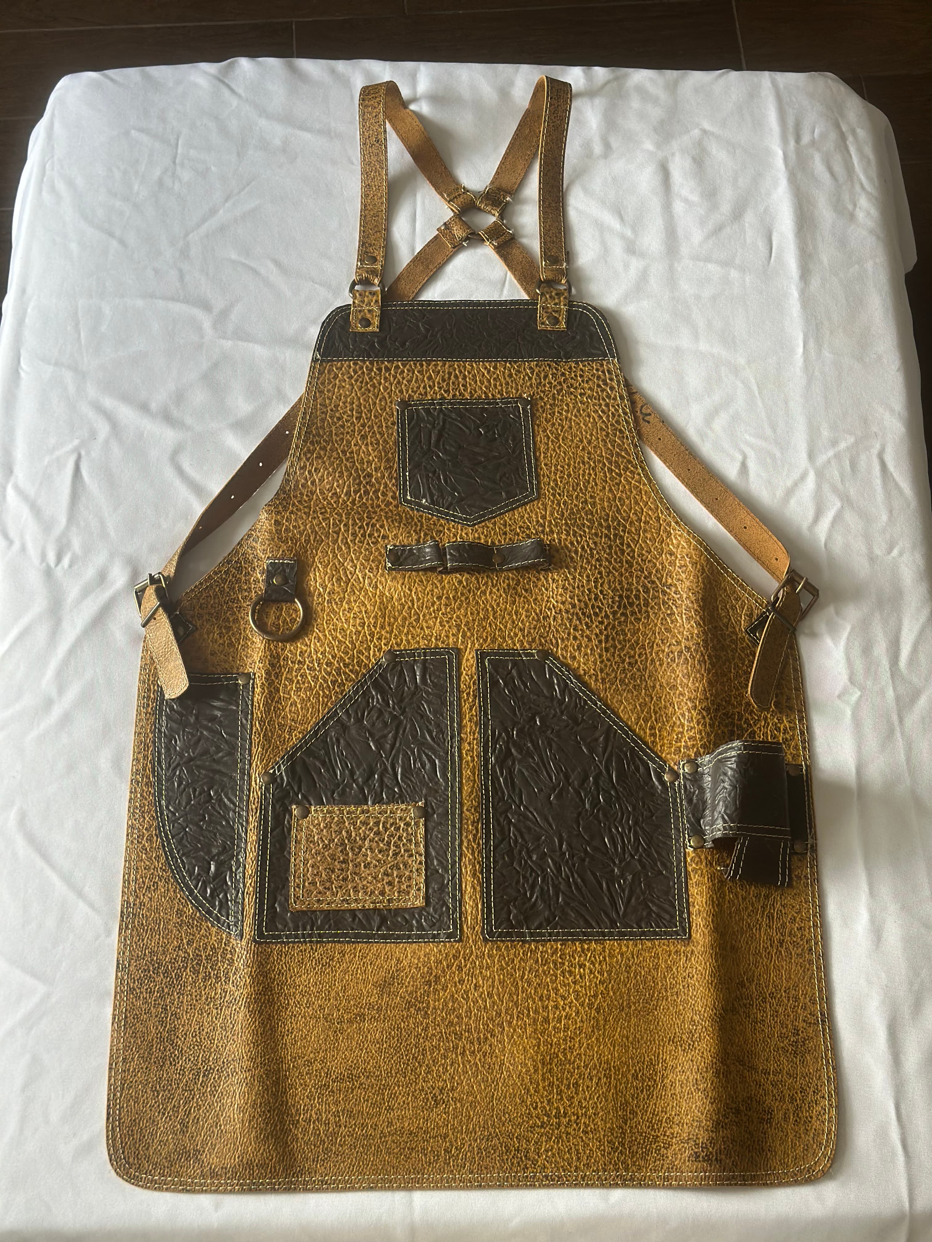 Antique Gold Pebbled Leather Apron