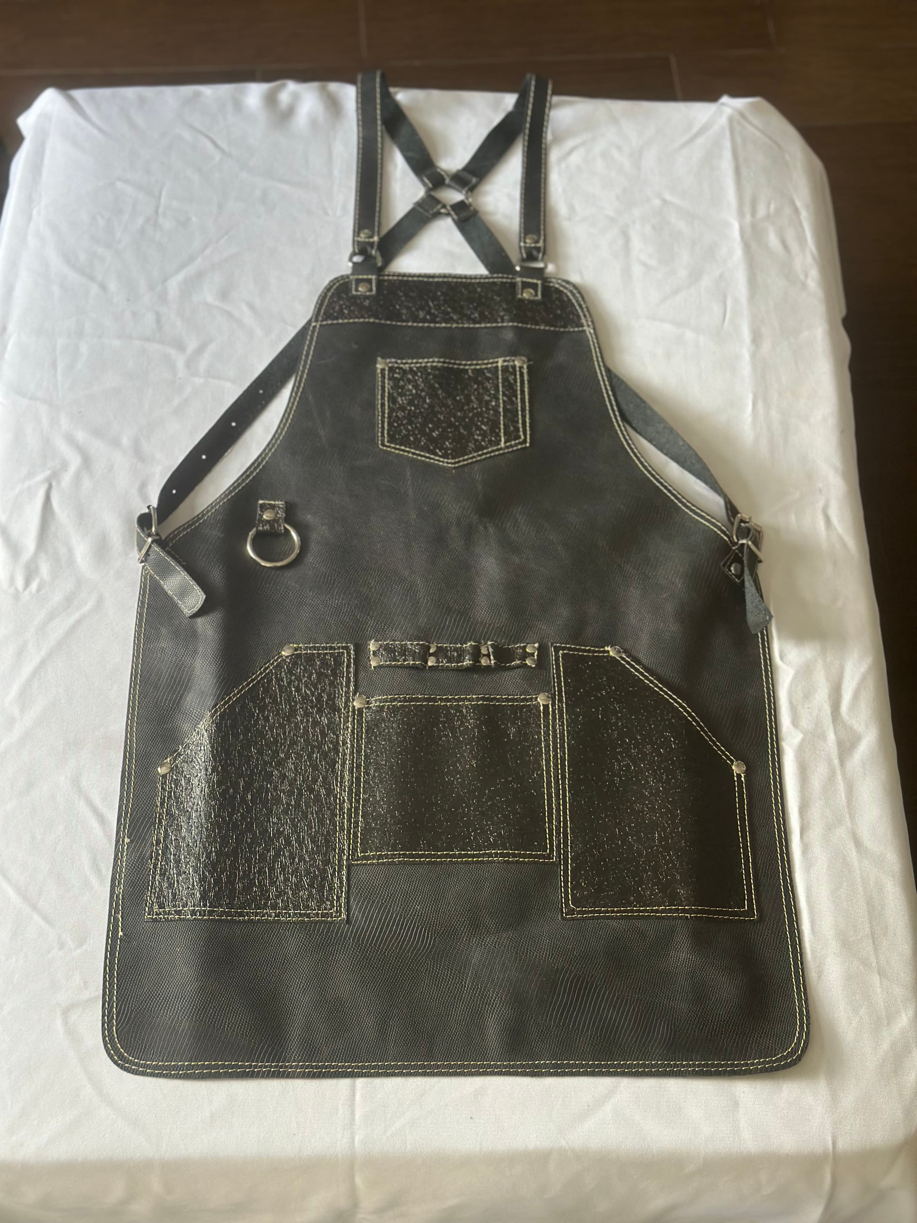 Charcoal Textured Leather Apron