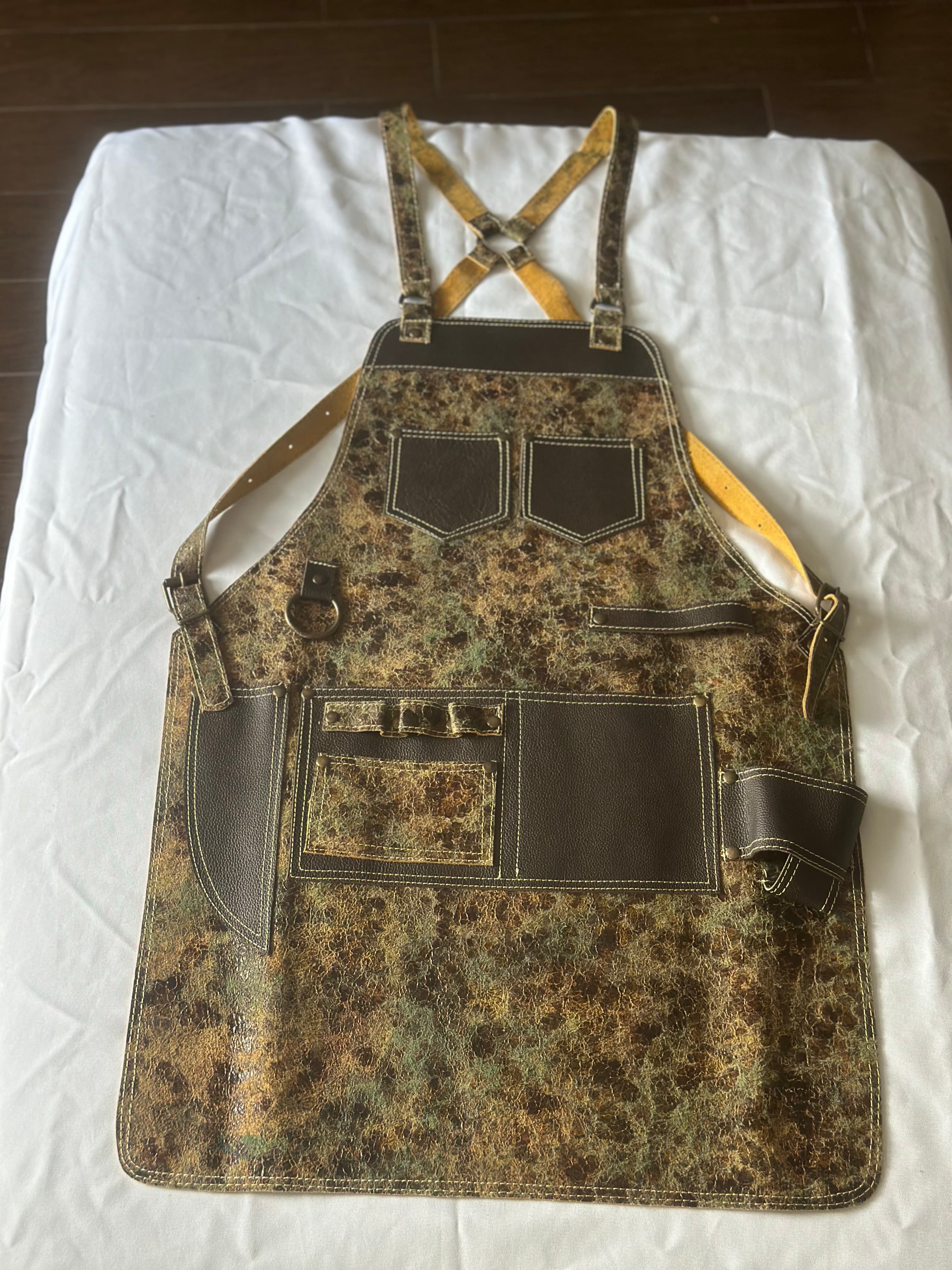 Moss Camouflage Leather Apron