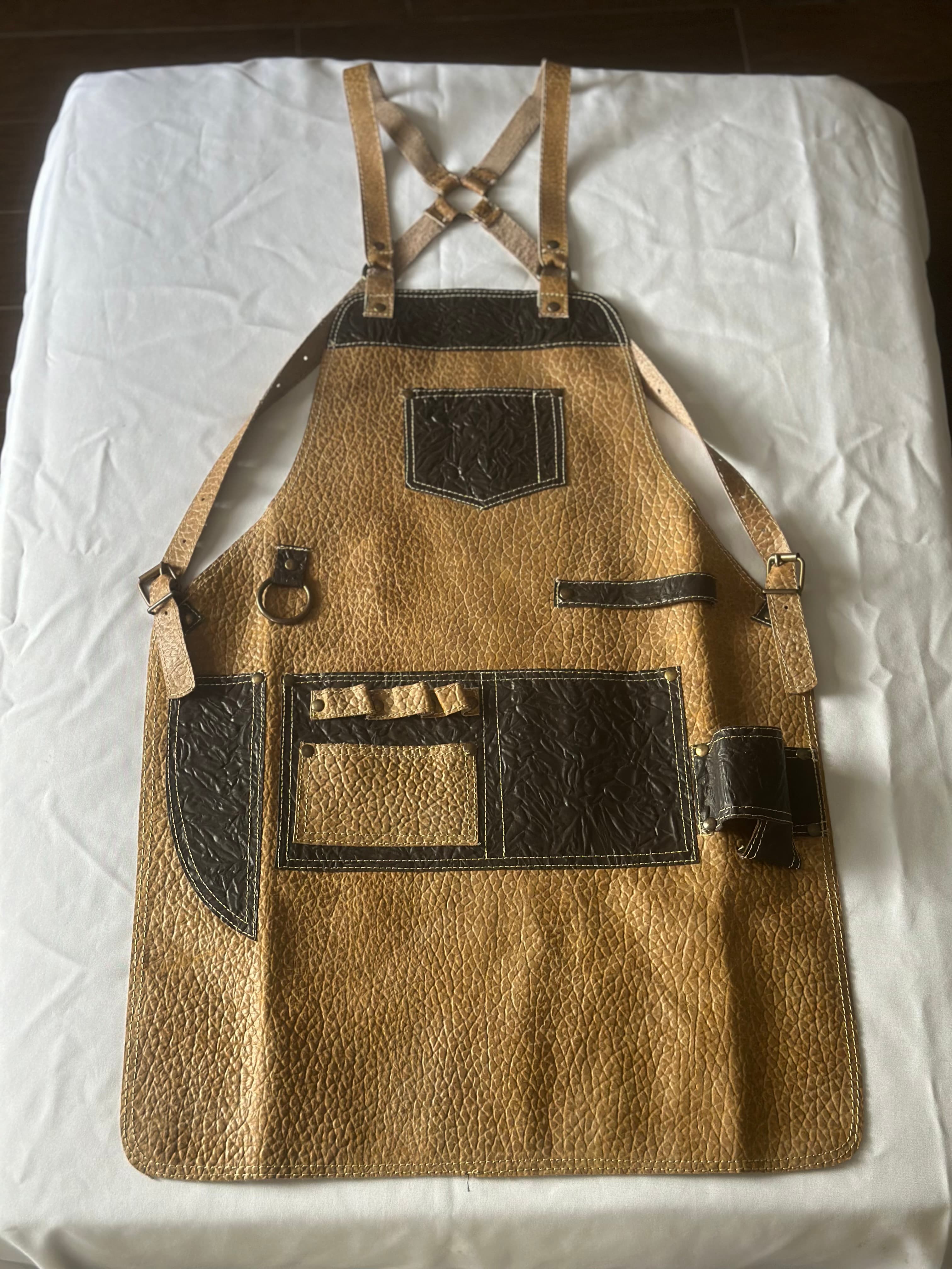 Mustard Pebbled Leather Apron
